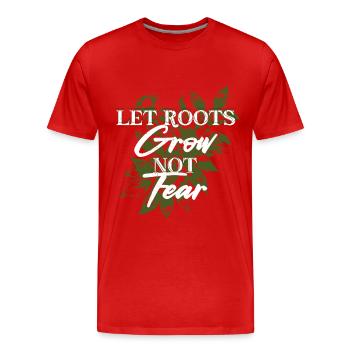 Humanité Égalité Laisser pousser les racines - T-shirt bio Premium Homme - rouge - Devant - Damien (186cm)