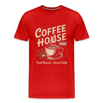 Publicité pour le café vintage - T-shirt bio Premium Homme - rouge - Devant - Damien (186cm)