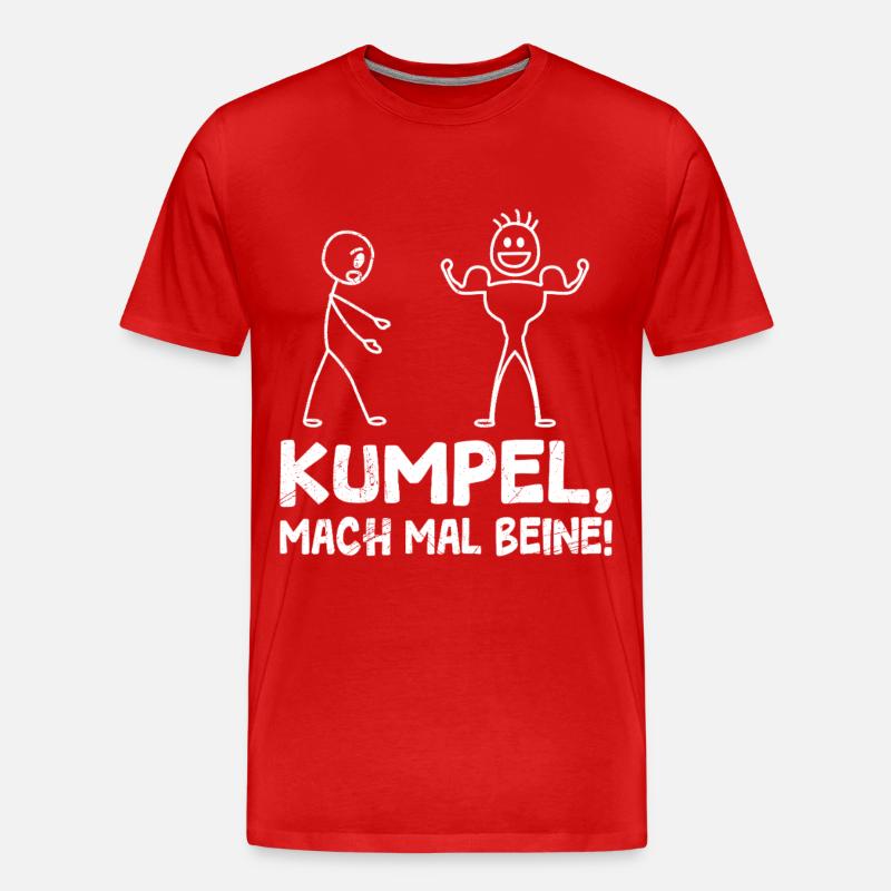 Strichmännchen TRAINIER MAL BEINE Lustiges - Männer Premium Bio T-Shirt - Rot