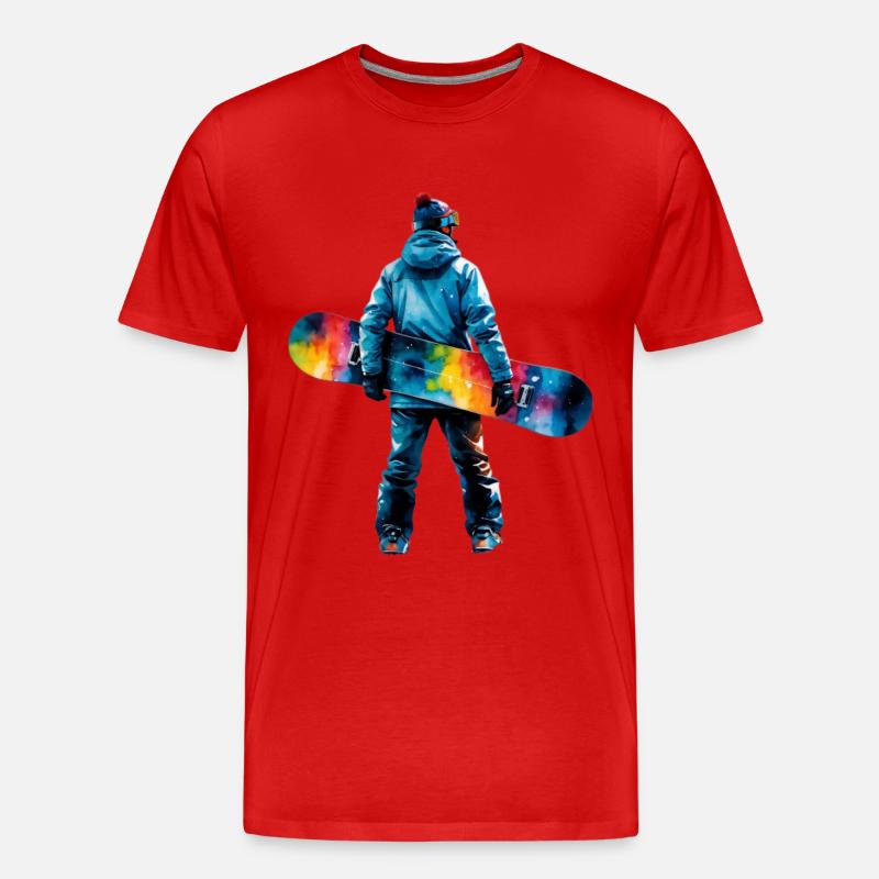 Farbexplosion Snowboarder - Männer Premium Bio T-Shirt - Rot
