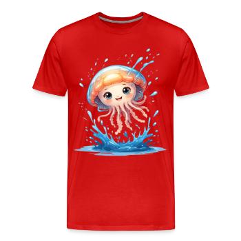 Süße Quallenfreundin im Wasserwirbel - Männer Premium Bio T-Shirt - Rot - Vorne - Damien (186cm)