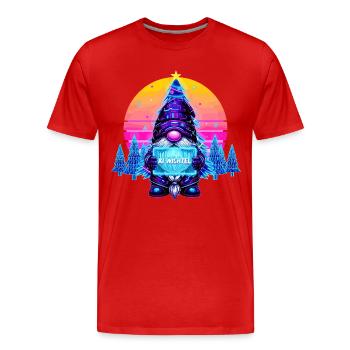 KI GNOME - Synthwave Retrowave des années 80 - T-shirt bio Premium Homme - rouge - Devant - Damien (186cm)