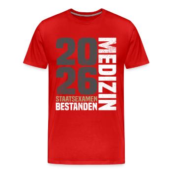 Examen d’État en médecine réussi - T-shirt bio Premium Homme - rouge - Devant - Damien (186cm)