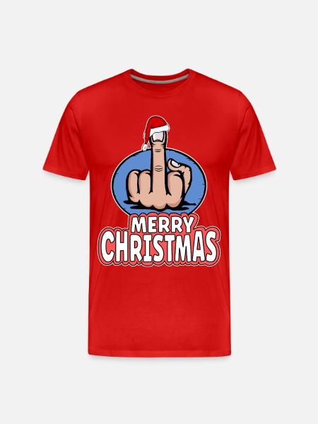 Merry Christmas Middle Finger Stinky Finger - Men's Premium Organic T-Shirt - red