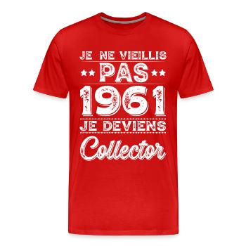 I Don't Age 1961 I Become a Collector - Men's Premium Organic T-Shirt - red - Front - Damien (186cm)