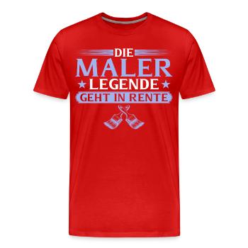 Peintre à la retraite, légende à la retraite - T-shirt bio Premium Homme - rouge - Devant - Damien (186cm)