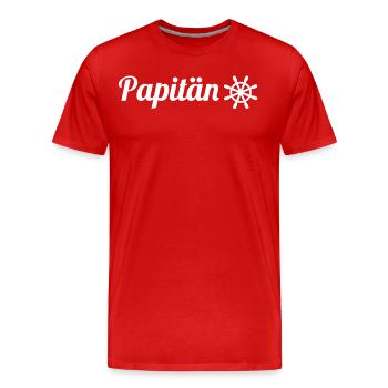 Papitän Vatertag bester Papa Anker - Männer Premium Bio T-Shirt - Rot - Vorne - Damien (186cm)