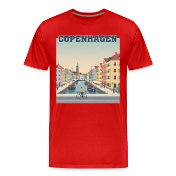 Paysage du canal de Copenhague Port Pastel - T-shirt bio Premium Homme - rouge - Devant - Damien (186cm)