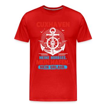 North Sea CUXHAVEN MY NORTH SEA MY PORT Cuxhaven - Men's Premium Organic T-Shirt - red - Front - Damien (186cm)
