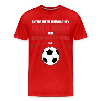 Old Man - Ultra Sankt Pauli Fan | Retro Vintage - Men's Premium Organic T-Shirt - red - Front - Damien (186cm)