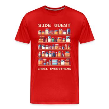 Side Quest | Alles beschriften - Männer Premium Bio T-Shirt - Rot - Vorne - Damien (186cm)