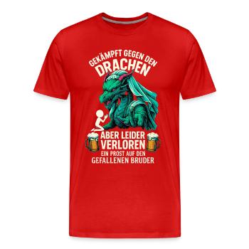 Lutte contre le dragon JGA Beer Shirt - T-shirt bio Premium Homme - rouge - Devant - Damien (186cm)