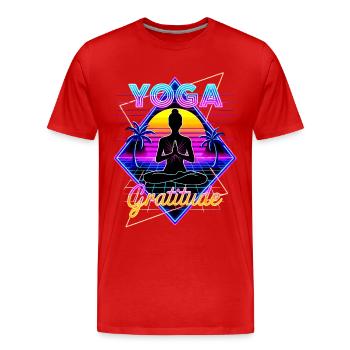 Neon Yoga Gratitude Retro - Men's Premium Organic T-Shirt - red - Front - Damien (186cm)