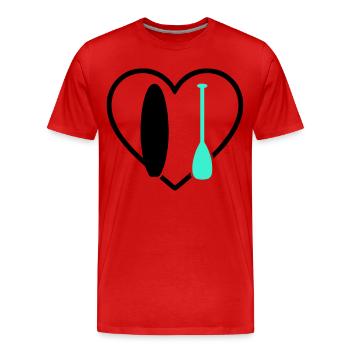 Paddel SUP Herz Board Wave Wassersport - Männer Premium Bio T-Shirt - Rot - Vorne - Damien (186cm)