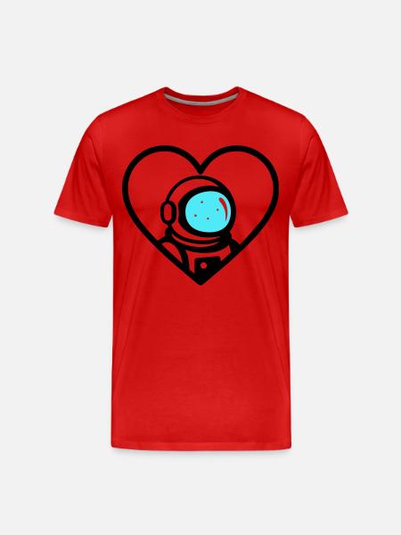 Astronaut Heart Space Cosmo Helmet - Men's Premium Organic T-Shirt - red