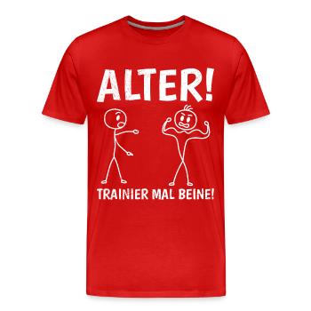 Figurine allumette TRAIN LEGS Fun - T-shirt bio Premium Homme - rouge - Devant - Damien (186cm)
