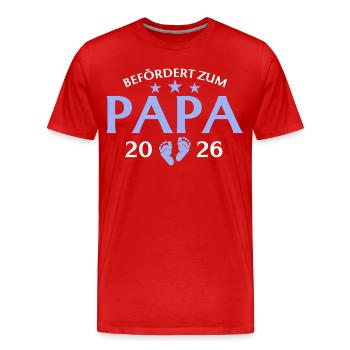 Vater 2026 Befördert zur Papa - Männer Premium Bio T-Shirt - Rot - Vorne - Damien (186cm)