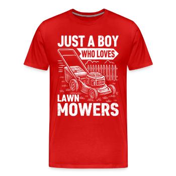Juste un garçon qui aime les tondeuses à gazon - T-shirt bio Premium Homme - rouge - Devant - Damien (186cm)