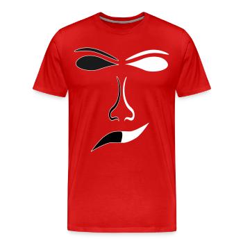 Abstrakte Gesichtslinien Kontrast Maske - Männer Premium Bio T-Shirt - Rot - Vorne - Damien (186cm)