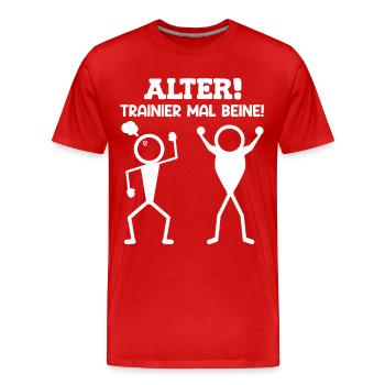 Stick Figure OLD TRAINER TIMES LEGS Drôle - T-shirt bio Premium Homme - rouge - Devant - Damien (186cm)