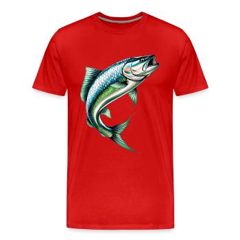 Perchoir sauteur en vert-bleu - T-shirt bio Premium Homme - rouge - Devant - Damien (186cm)