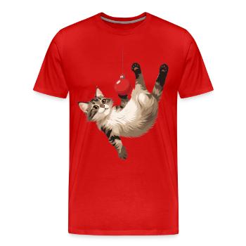 Jeu de balle acrobate de chat - T-shirt bio Premium Homme - rouge - Devant - Damien (186cm)
