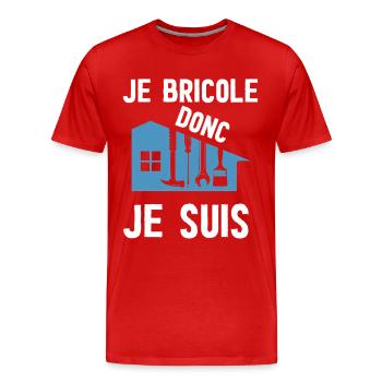 Je Bricole Donc Je Suis - T-shirt bio Premium Homme - rouge - Devant - Damien (186cm)