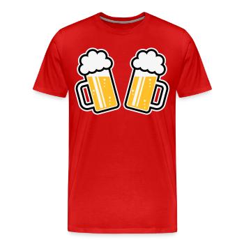 2 beer mugs Cheers, cheers! (Beer Mugs 3C) - Men's Premium Organic T-Shirt - red - Front - Damien (186cm)