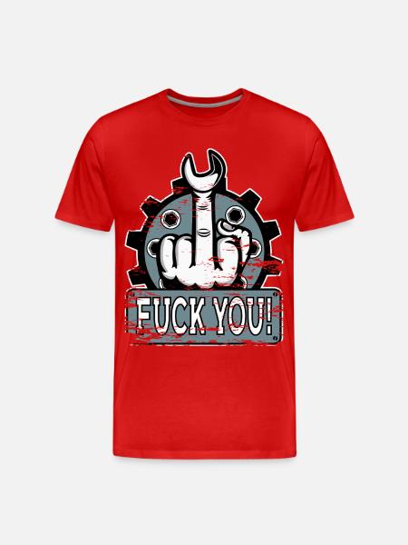 Mittelfinger Stinkerfinger Mechaniker Fuck You - Männer Premium Bio T-Shirt - Rot