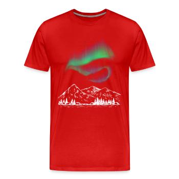 Aurora Alpenkarte - Männer Premium Bio T-Shirt - Rot - Vorne - Damien (186cm)