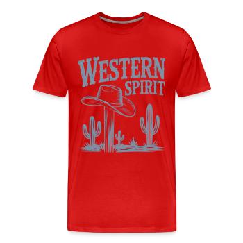 Western Spirit – Vintage Cowboy - Men's Premium Organic T-Shirt - red - Front - Damien (186cm)