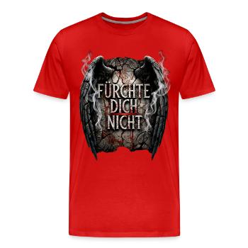 FÜRCHTE DICH NICHT Stein Engelsflügel - Männer Premium Bio T-Shirt - Rot - Vorne - Damien (186cm)