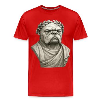 Römische Bulldogge Kaiser Marmor Statue Büste Kunst - Männer Premium Bio T-Shirt - Rot - Vorne - Damien (186cm)