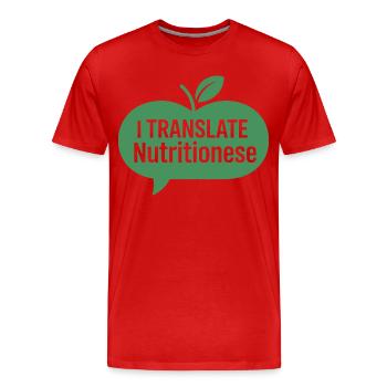 Diététicien(ne) Communication en nutrition - T-shirt bio Premium Homme - rouge - Devant - Damien (186cm)