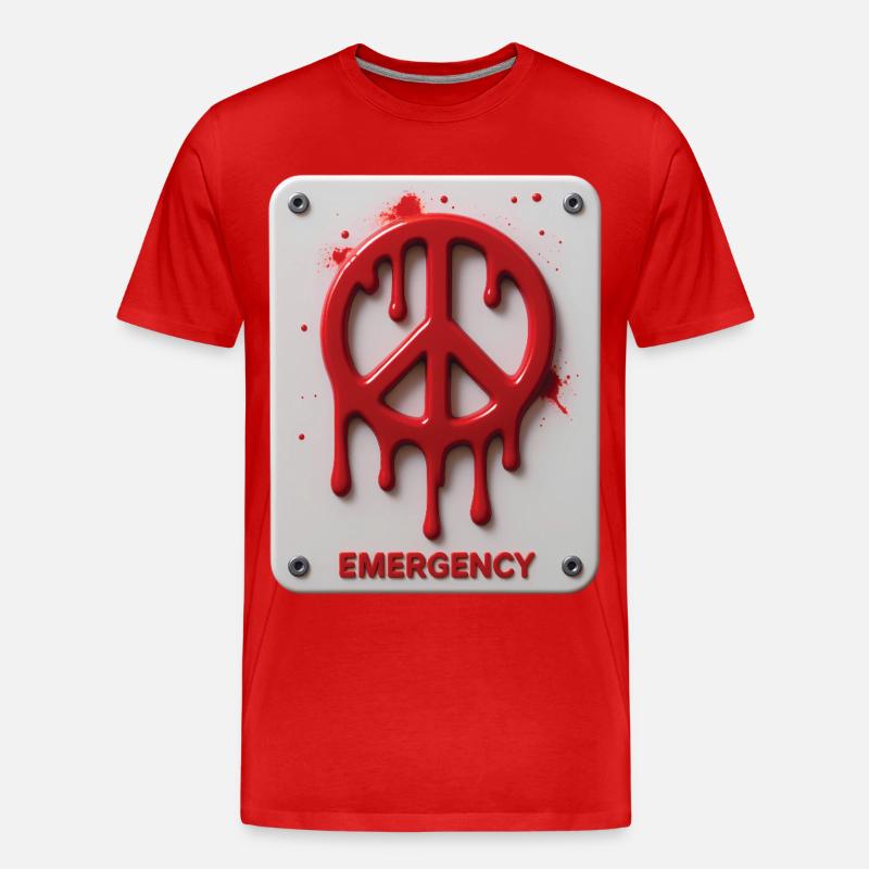 FRIEDENSNOTFALL #1 – Frieden & Liebe - Männer Premium Bio T-Shirt - Rot