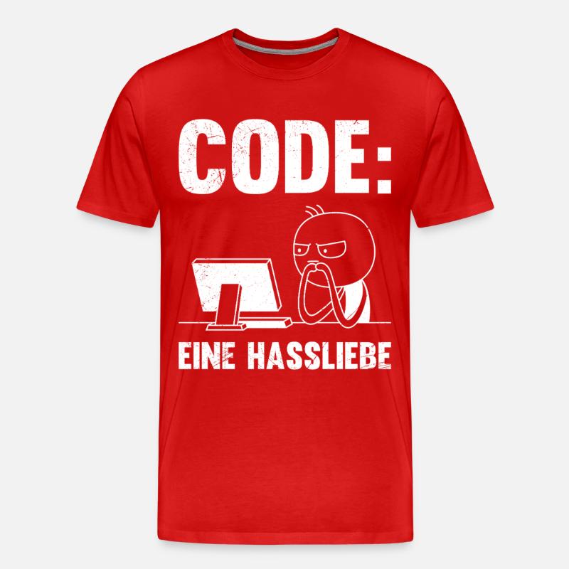 Codeur : UNE RELATION AMOUR-HAINE DRÔLE - T-shirt bio Premium Homme - rouge