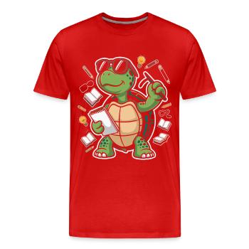 Apprendre la tortue avec un stylo - T-shirt bio Premium Homme - rouge - Devant - Damien (186cm)