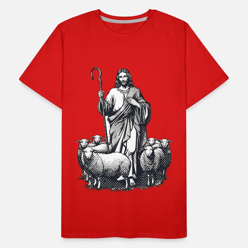 Hirte Jesus mit der Herde Männer Premium Bio T-Shirt