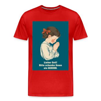 Petit enfant priant un désir de cerveau - T-shirt bio Premium Homme - rouge - Devant - Damien (186cm)