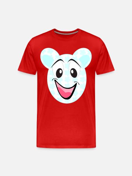 Lächelnder Bär mit Blumenmuster - Männer Premium Bio T-Shirt - Rot