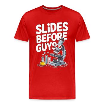 Lab Technician Slides Before Guys Laboratory Work - Männer Premium Bio T-Shirt - Rot - Vorne - Damien (186cm)