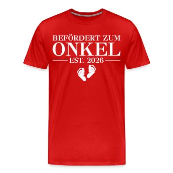 Befördert zum Onkel 2026 - Babyparty - Männer Premium Bio T-Shirt - Rot - Vorne - Damien (186cm)