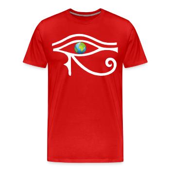 Un autre regard sur le monde (blanc) - T-shirt bio Premium Homme - rouge - Devant - Damien (186cm)