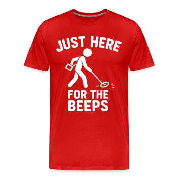 Just Here For The Beeps Metal Detecting Fun - Men's Premium Organic T-Shirt - red - Front - Damien (186cm)