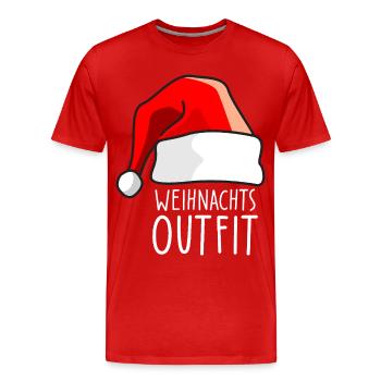 Weihnachts Outfit mit Nikolaus-Mütze - Männer Premium Bio T-Shirt - Rot - Vorne - Damien (186cm)
