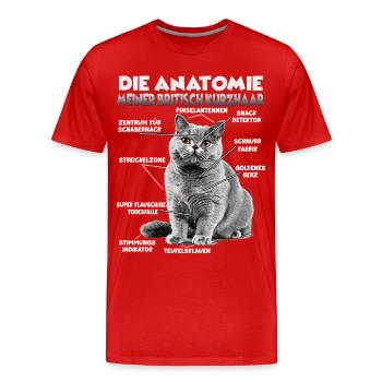 Britisch Kurzhaar T | Britisch Kurzhaar Katzen  - Männer Premium Bio T-Shirt - Rot - Vorne - Damien (186cm)