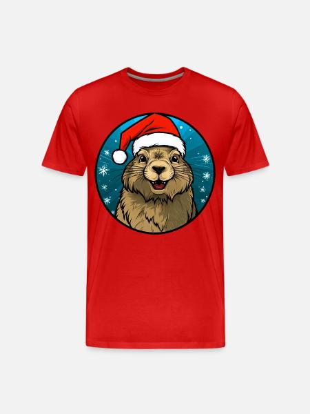 Weihnachtsmann Murmeltier - Männer Premium Bio T-Shirt - Rot