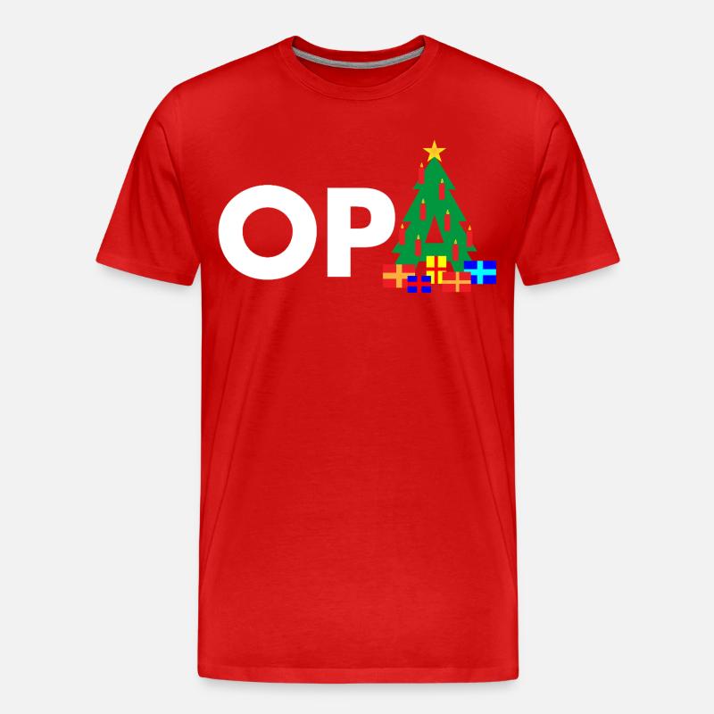 Opa Weihnachtsbaum - Männer Premium Bio T-Shirt - Rot