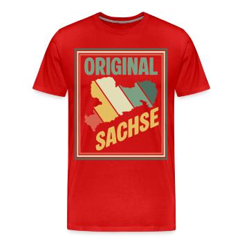 Original Sachsen Karte - Männer Premium Bio T-Shirt - Rot - Vorne - Damien (186cm)