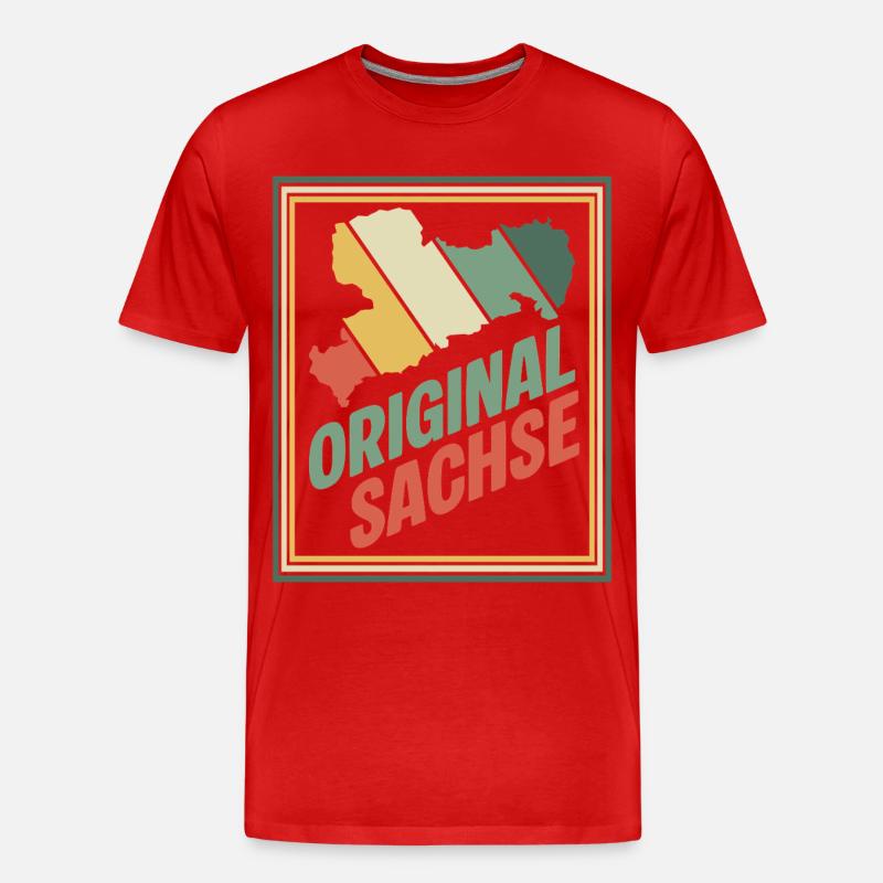 Original Sachsen Retro Emblem - Männer Premium Bio T-Shirt - Rot